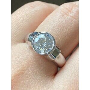 Vintage RAGE sterling silver 8mm cz ring size 7